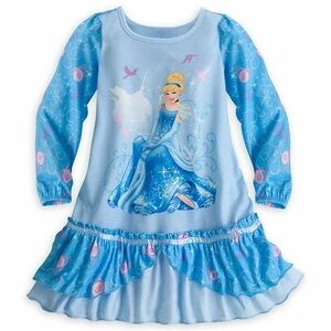 Disney Store Princess Cinderella Long Sleeves Nightgown PJ Dress Girls Size 5/6